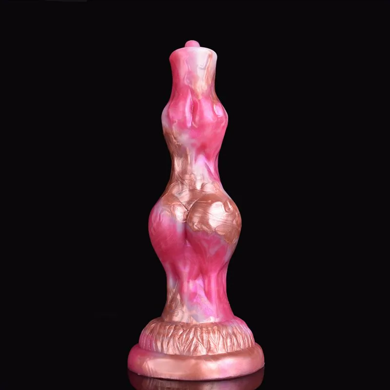 8 IN Fantasy Silicone Double Knot Dog Penis Dildo Rose Gold & Pink 1 8 IN Fantasy Silicone Double Knot Dog Penis Dildo Rose Gold & Pink 1