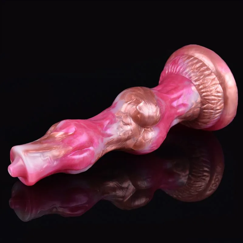 8 IN Fantasy Silicone Double Knot Dog Penis Dildo Rose Gold & Pink 4 8 IN Fantasy Silicone Double Knot Dog Penis Dildo Rose Gold & Pink 4