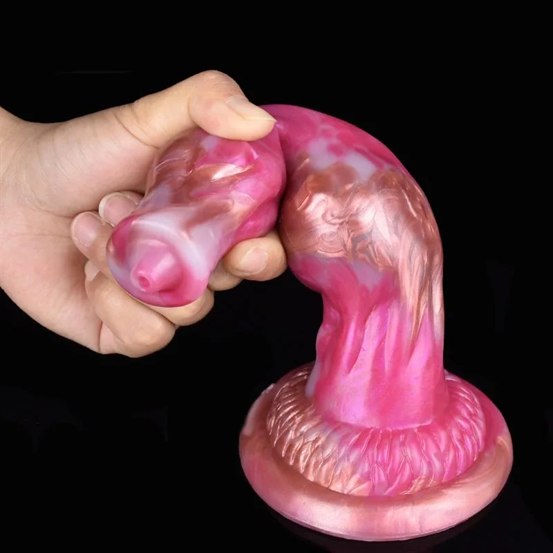 8 IN Fantasy Silicone Double Knot Dog Penis Dildo Rose Gold & Pink 7 8 IN Fantasy Silicone Double Knot Dog Penis Dildo Rose Gold & Pink 7