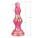 8 IN Fantasy Silicone Double Knot Dog Penis Dildo Rose Gold & Pink - Image 2