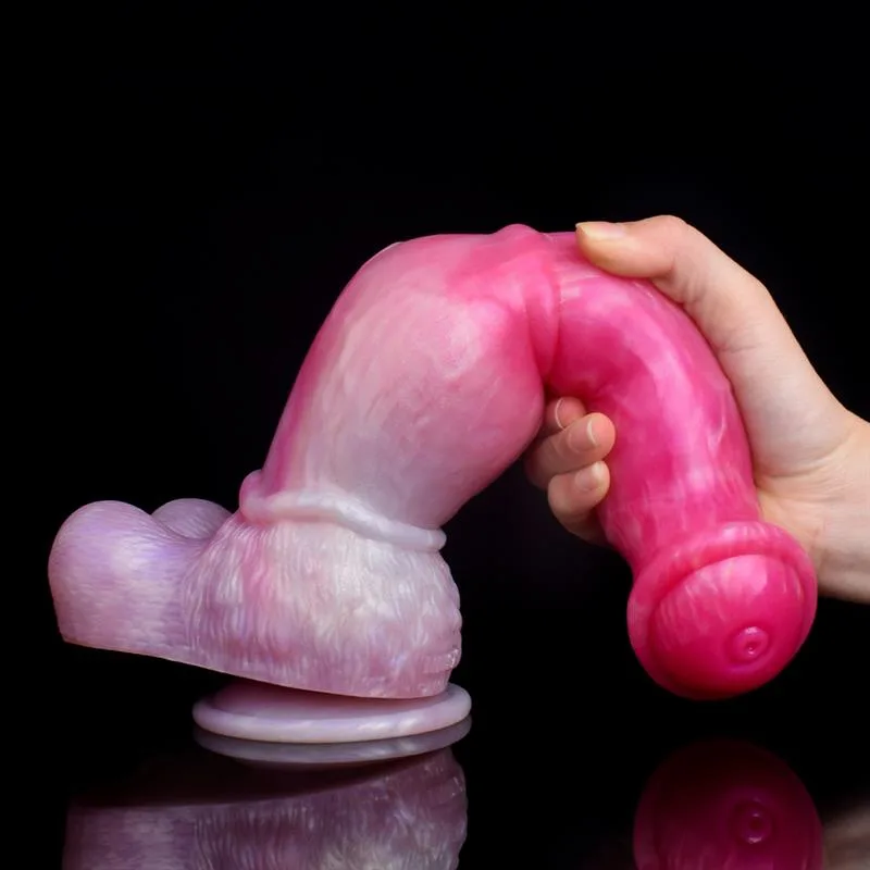 10 IN Pink Horse Dildo with Balls Silicone Knot Animal Penis 6 10 IN Pink Horse Dildo with Balls Silicone Knot Animal Penis 6