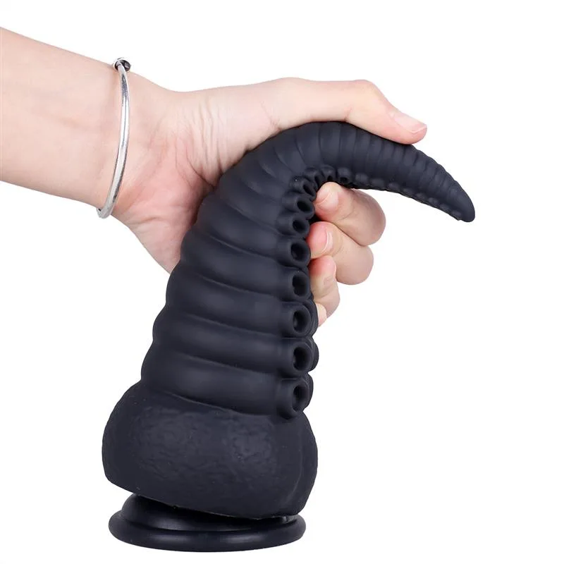 1381a26dc407c253 8.5 IN Black Tentacle Dildo Liquid Silicone Octopus Anal Plug - Image 6