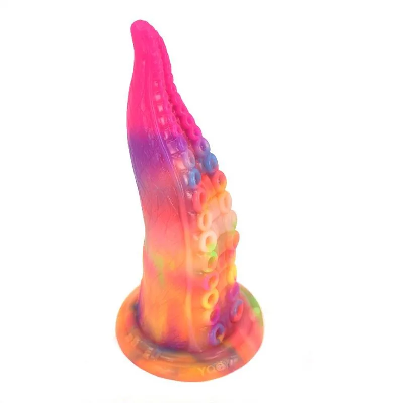 17266897ac74d3e2 9 IN Glow-In-The-Dark Tentacle Dildo Fantasy Silicone Octopus Adult Toy - Image 4