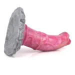 8.5 IN Fat Hippo Penis Platinum Silicone Animal Dildo Pink/Black - Image 7