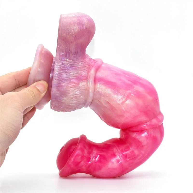 35e1dd815443153e 10 IN Pink Horse Dildo with Balls Silicone Knot Animal Penis - Image 6