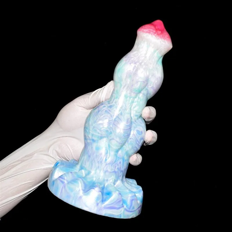 9 IN Fantasy Dildo With Two Knots Silicone Animal Dog Penis 3 9 IN Fantasy Dildo With Two Knots Silicone Animal Dog Penis 3