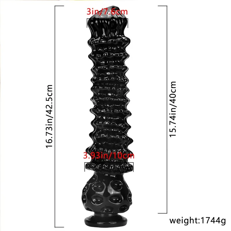 66f7cbfb0fda23bb 16.5 IN Giant Black Monster Dildo Demon PVC Anal Plug - Image 2