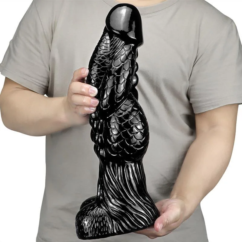 6e38e6ec0e4a0752 14 IN Black Dragon PVC Dildo Huge Unrealistic Adult Toy - Image 2