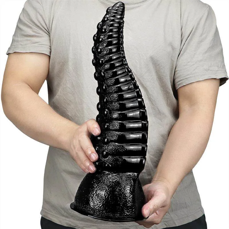 95e329f55c973ce4 14 IN Huge Black Monster Tentacle Dildo Soft PVC Anal Plug - Image 2
