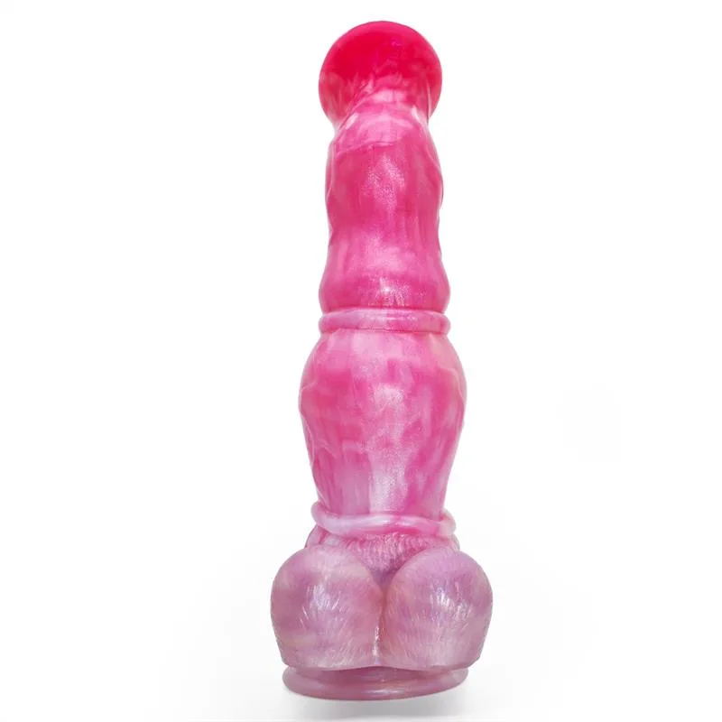 c6b4aa72403e001d 10 IN Pink Horse Dildo with Balls Silicone Knot Animal Penis - Image 3