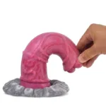 8.5 IN Fat Hippo Penis Platinum Silicone Animal Dildo Pink/Black - Image 5