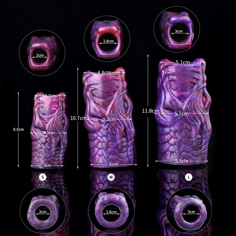 3.3/4.2/4.6 IN Purple Silicone Dragon Head Penis Extension 1 3.3/4.2/4.6 IN Purple Silicone Dragon Head Penis Extension 1