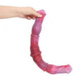 18.5 IN Long Double Ended Knot Dildo Pink/Black - Image 4