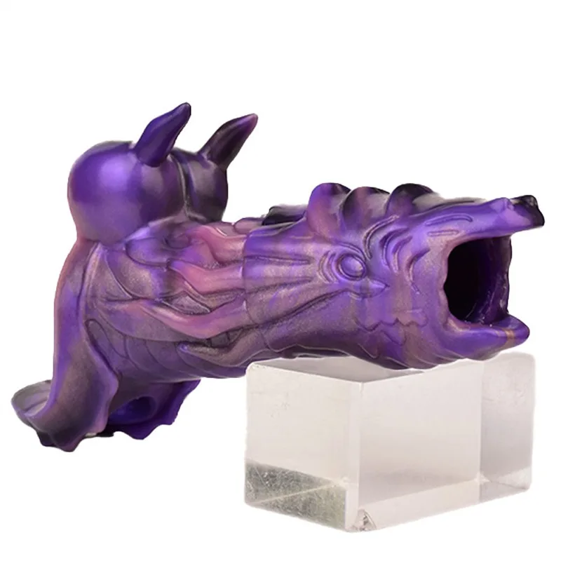 1409c676c3b8d0e7 5.9 IN Dragon Cock Sleeve Silicone Exotic Penis Extension - Image 6