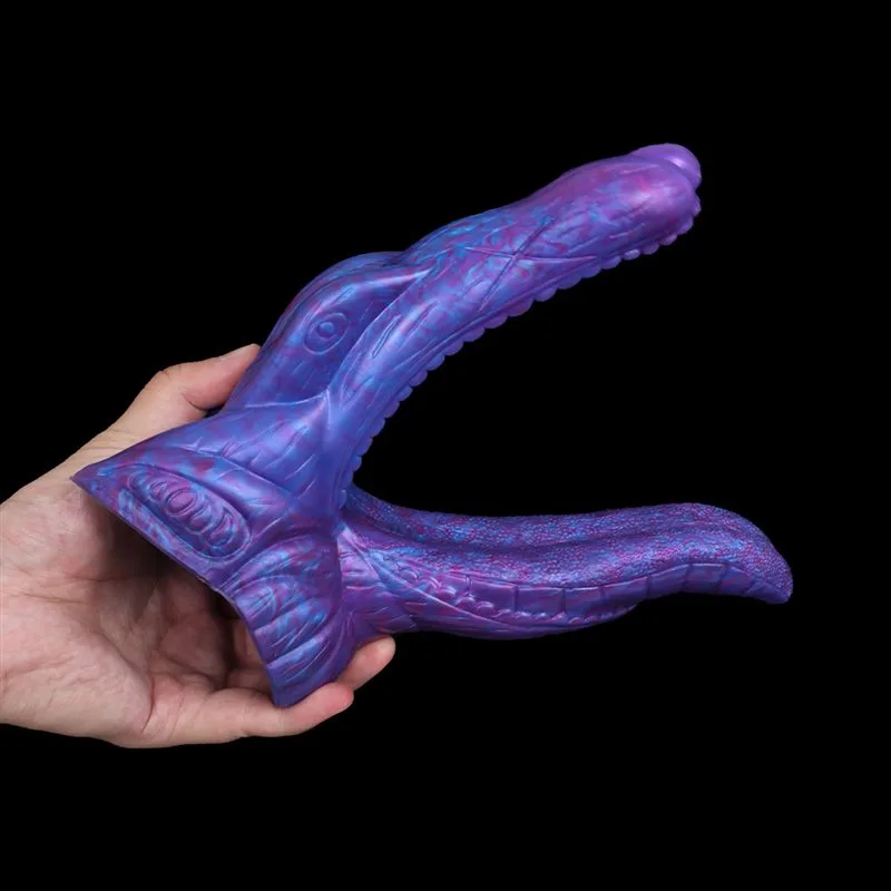 8 IN Purple Alligator Mouth Double Penetration Dildo 4 8 IN Purple Alligator Mouth Double Penetration Dildo 4