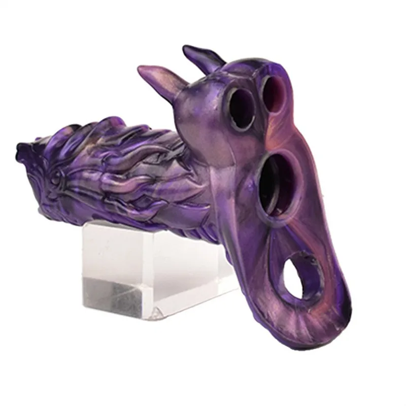 337dc4fd830106ed 5.9 IN Dragon Cock Sleeve Silicone Exotic Penis Extension - Image 7