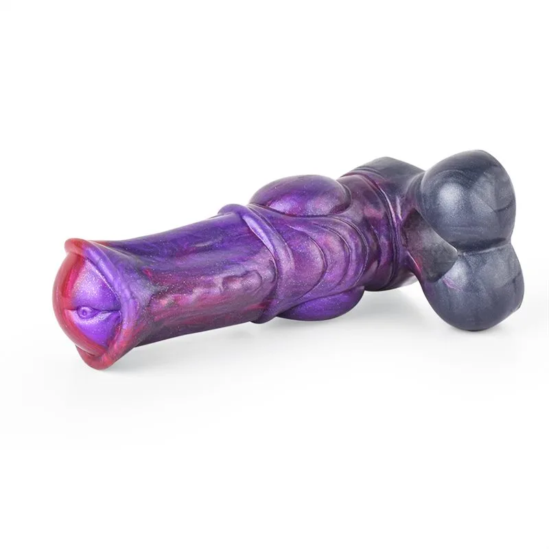 5720a5677f3f0b90 6.5 IN Horse Knot Cock Sleeve Purple Men Penis Extension - Image 5