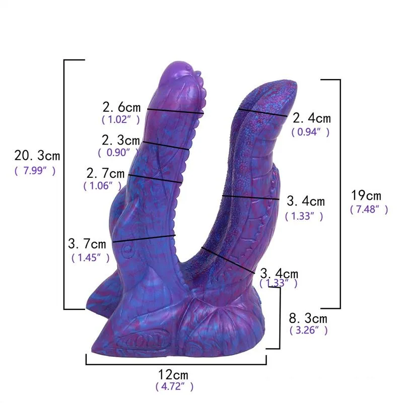 8 IN Purple Alligator Mouth Double Penetration Dildo 1 8 IN Purple Alligator Mouth Double Penetration Dildo 1