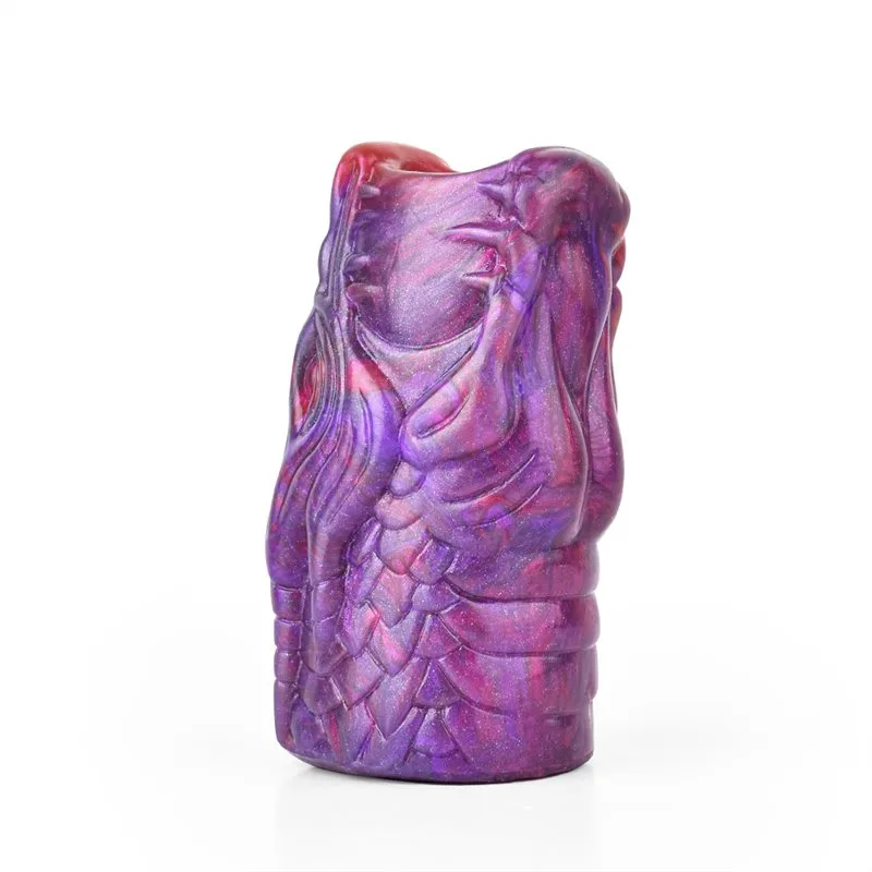 900272422feb8302 3.3/4.2/4.6 IN Purple Silicone Dragon Head Penis Extension - Image 5