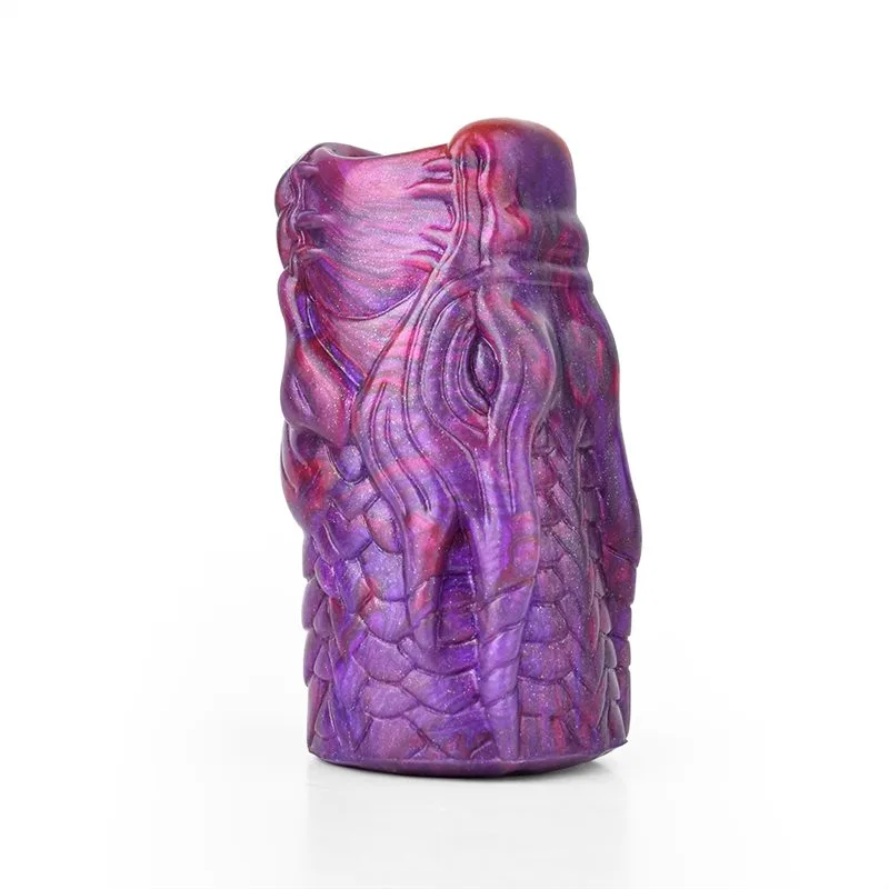933676191b0cd2cc 3.3/4.2/4.6 IN Purple Silicone Dragon Head Penis Extension - Image 3