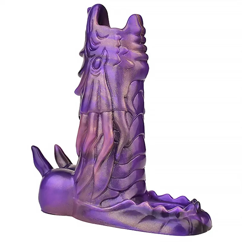 d6dfd8ed45eef8a1 5.9 IN Dragon Cock Sleeve Silicone Exotic Penis Extension - Image 5