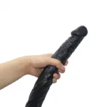 15.5 IN Long Slim Black PVC Dildo - Image 3
