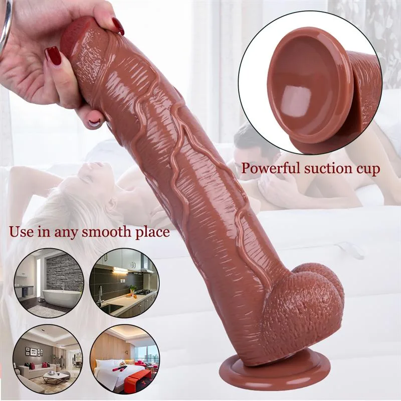 12.5 IN Large Girth Brown Textured PVC Dildo 3 12.5 IN Large Girth Brown Textured PVC Dildo 3
