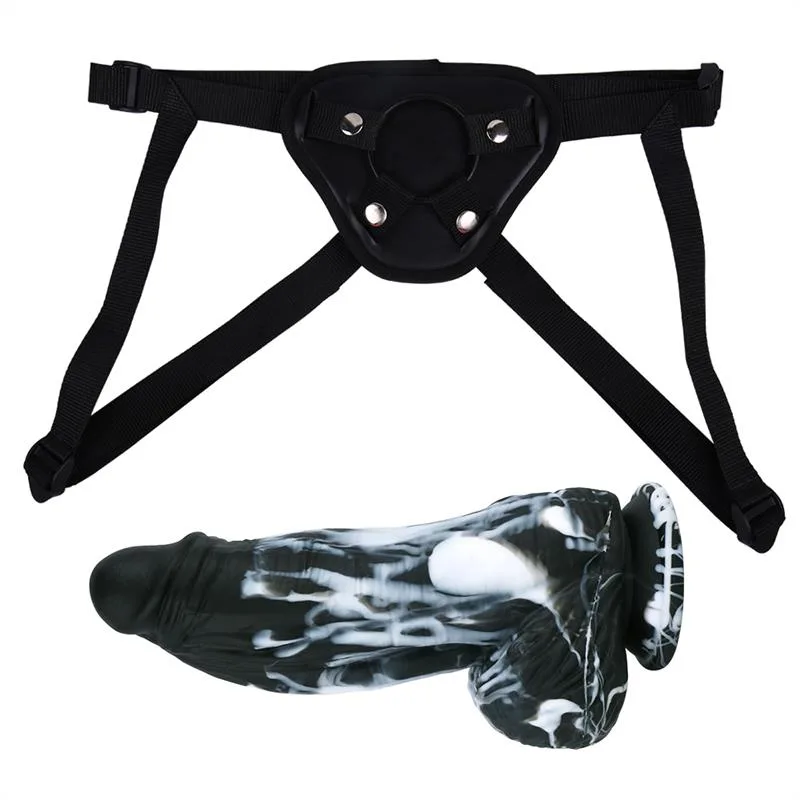 07ab21af8fe2a9a4 9.5 IN Big Fat Black Dildo Strap On Harness Kit - Image 5