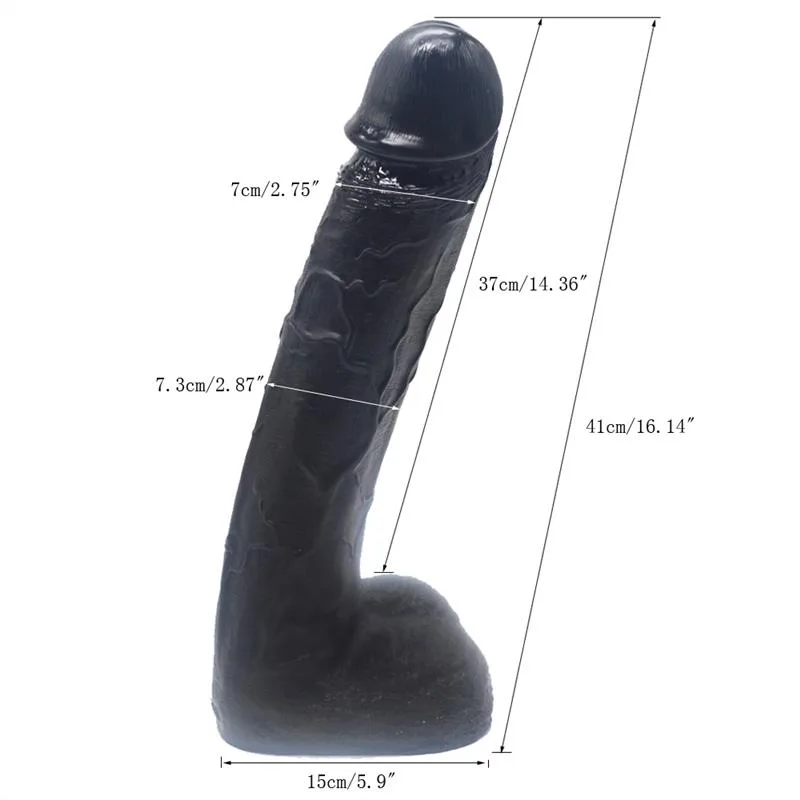 16 IN Extreme Giant Realistic PVC Black Dildo 1 16 IN Extreme Giant Realistic PVC Black Dildo 1