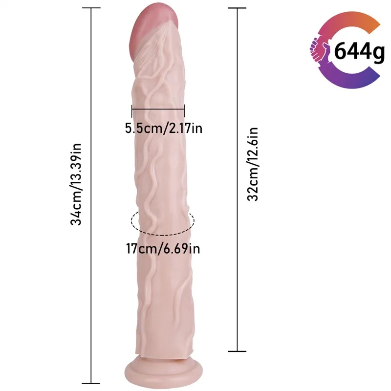 13 IN Long Realistic Textured PVC Dildo 1 13 IN Long Realistic Textured PVC Dildo 1