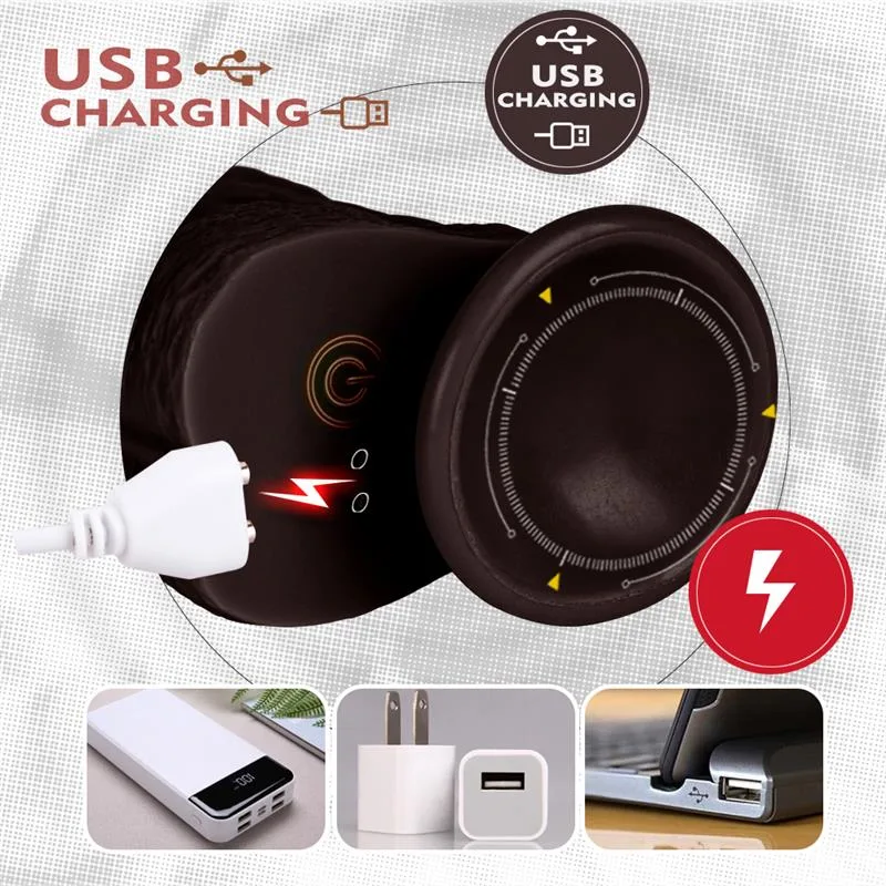 0dffd2259da3420e-1 8.5 IN Black Vibrating Thrusting Real Penis Dildo - Image 4