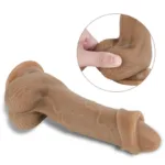 8 IN Life Size Silicone Uncut Dildo with Strap On Harness - Image 9
