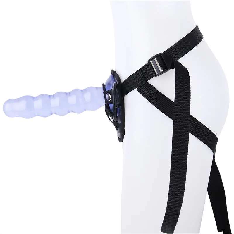 14dae23765842104 9 IN Beaded PVC Dildo Strap On Harness Set - Image 2