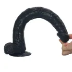 15.5 IN Long Slim Black PVC Dildo - Image 4