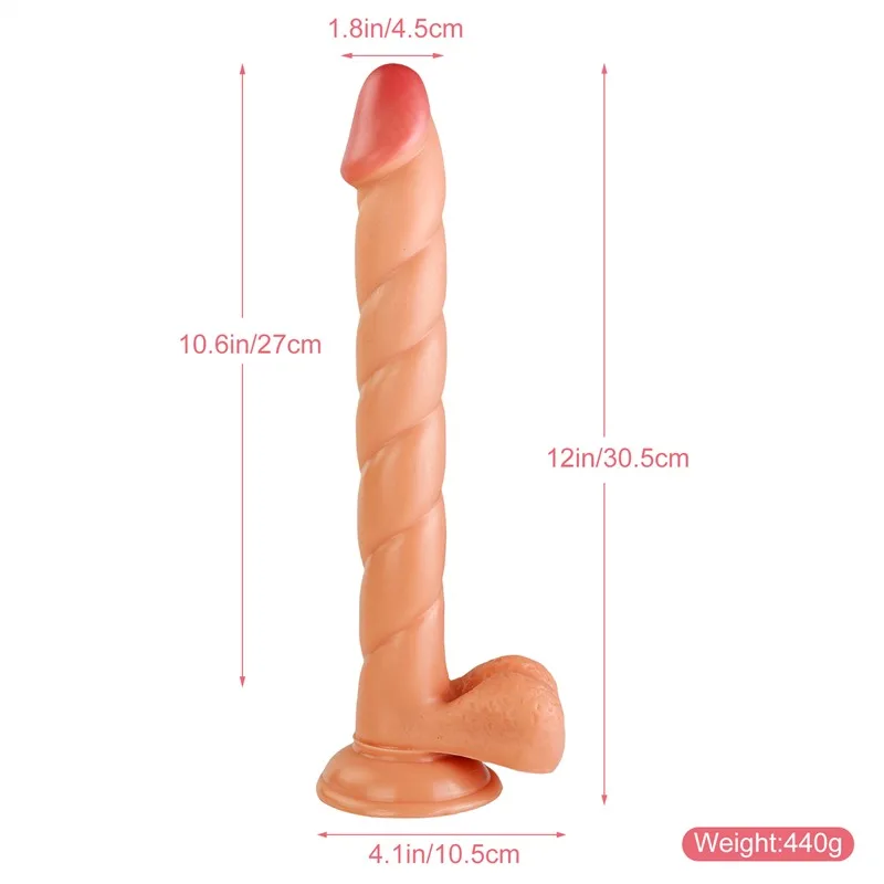 12 IN Natural Fat Long Spiral PVC Dildo 1 12 IN Natural Fat Long Spiral PVC Dildo 1