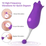Double Headed Tulip Flower Vibrator Women Oral Sex Toy - Image 6