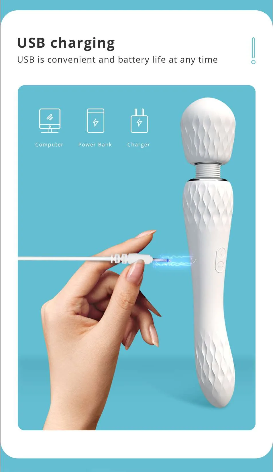 7 Frequencies White Rippled Head Wand Massager 7 7 Frequencies White Rippled Head Wand Massager 7