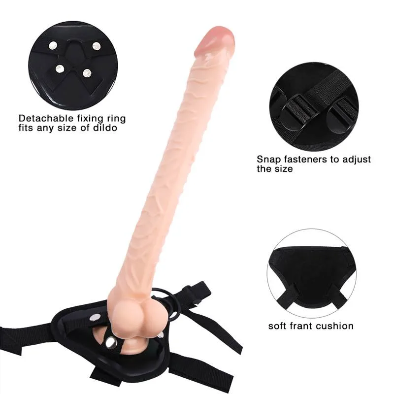16 IN Extra Long Thin Lesbian Strap-On Dildo Harness Set 3 16 IN Extra Long Thin Lesbian Strap-On Dildo Harness Set 3