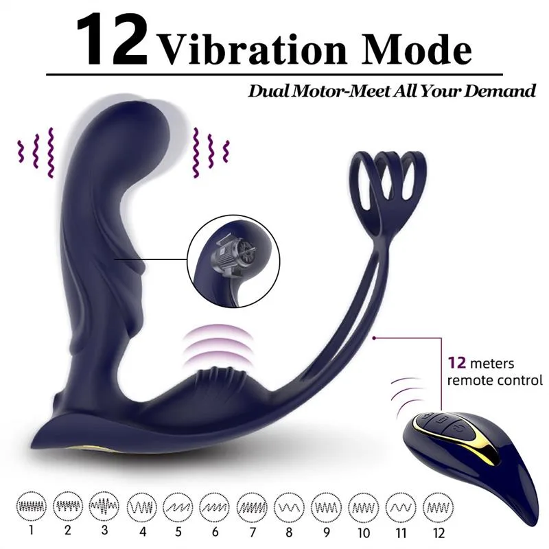 3954709e5258822a Dual Stimulation 12 Vibration Men Prostate Massager - Image 5