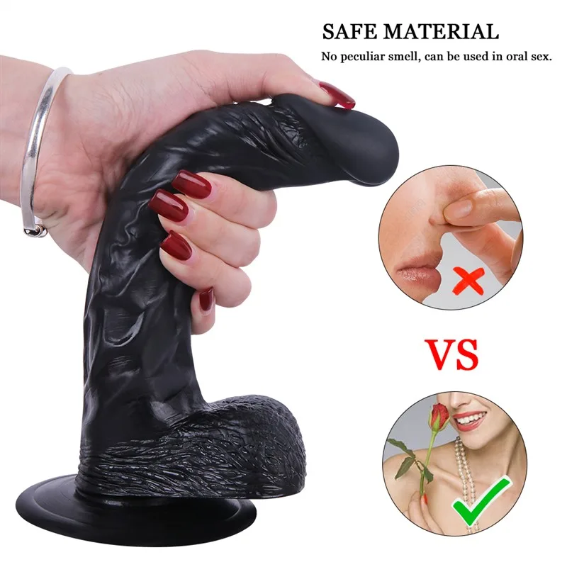 9 IN Black Realistic PVC Vagina Dildo 4 9 IN Black Realistic PVC Vagina Dildo 4