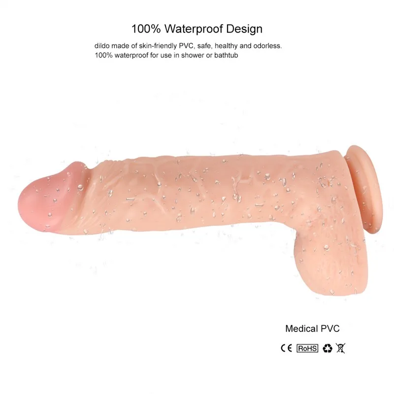 486765da65179f5c 9.5 IN Big Fat Realistic PVC Dildo Ergonomic Penis - Image 6