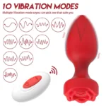 Remote Control Tapered Rose Anal Vibrator Butt Plug - Image 4