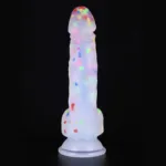 7.5 IN Suction Cup Clear Silicone Confetti Dildo - Image 5