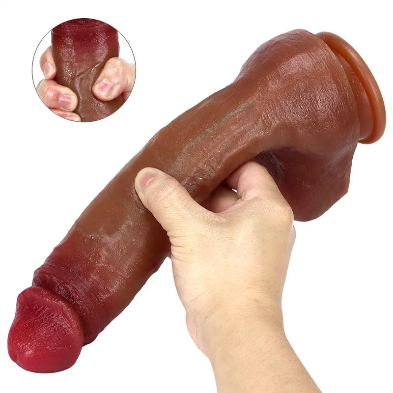 10 IN Large Real Skin Soft Silicone Dildo 3 10 IN Large Real Skin Soft Silicone Dildo 3