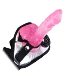 8 IN Thin Pink PVC Dildo Strap On Harness Set - Image 4