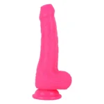 8 IN Pink Uncircumcised Silicone Dildo Strap On Harness Set - Image 5