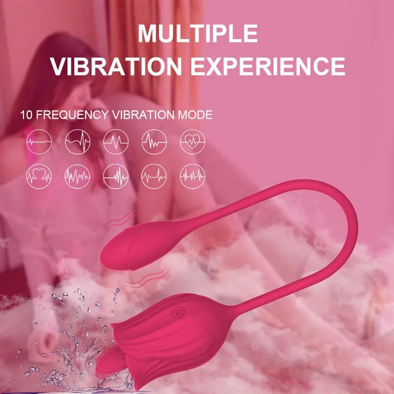 Women Rose Tongue Licking Toy with Vibrating Egg 2 Women Rose Tongue Licking Toy with Vibrating Egg 2