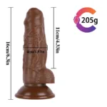 6 IN Short Brown Silicone Dildo with Strap On Harness - Image 9