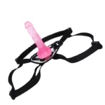 8 IN Thin Pink PVC Dildo Strap On Harness Set - Image 3