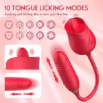 Rose Tongue Licking Toy with Thrusting Bullet Vibrator - Image 6